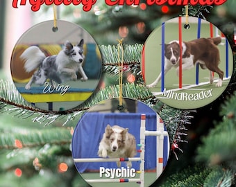 Custom Dog Agility Christmas Ornaments | Personalized with Your Dog in Action | Unique Gift for Agility Lovers