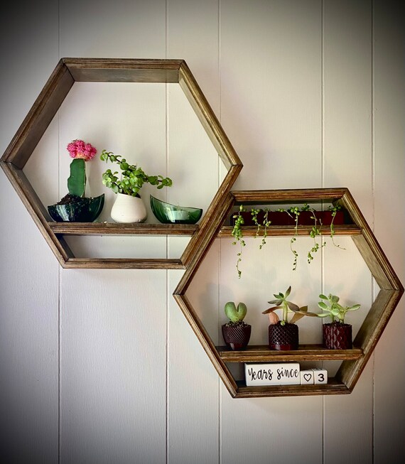 The lakeside collection hexagon wall shelf floating honeycomb display on sale shelves