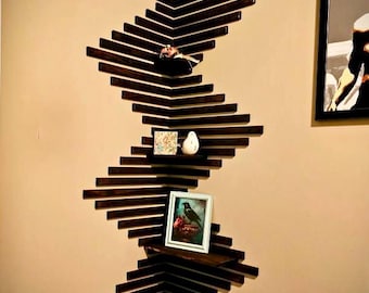 Corner Shelf Floating Adjustable Geometric Wood Wall Decor Custom