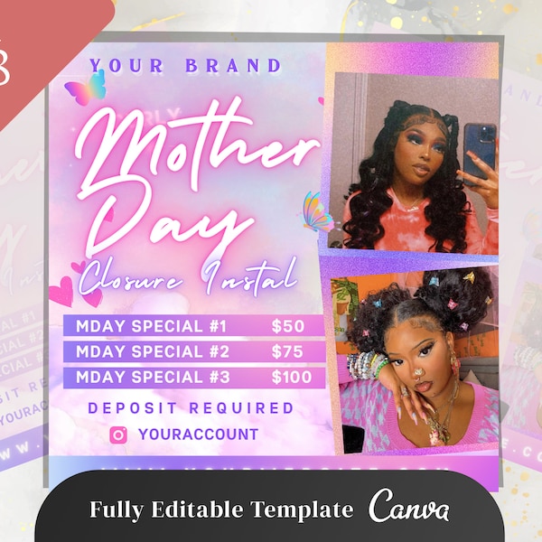 Mothers Day  Bookings Flyer | Appointments Available Salon Book Now May Monthly Hair MUA Social Media Editable Canva