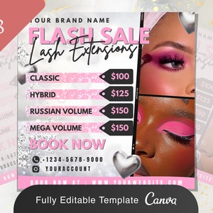 Flash Sale Flyer Template | New Arrival Shop Now Bundles Lash Tech Makeup Boutique Social Media Editable DIY Canva Template
