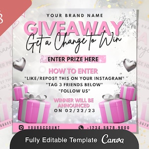 DIY Raffle Giveaway Flyer | DIY Business Branding Boutiques Lash Salon Makeup Premade Editable Canva Template