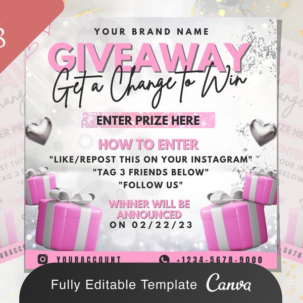 DIY Raffle Giveaway Flyer | DIY Business Branding Boutiques Lash Salon Makeup Premade Editable Canva Template