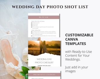 Shot List Checklist Templates for Photographers - free giveaway with purchase, free giveaway