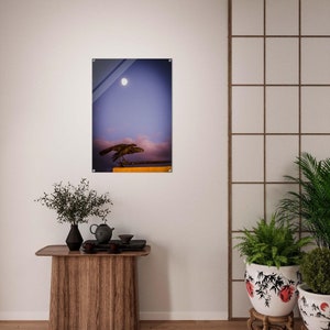 Falcon Statue with Full Moon Acrylic Wall Art, Unique Wall Art
