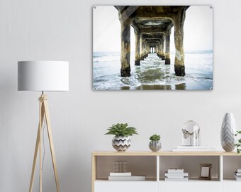 Coastal Pier in Ocean Acrylic Wall Art, Coastal Wall Art