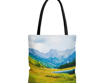 PersonalizedCanvas Tote with Colorado Mountains , rocky mountain gift, colorado gift, Customizable Nature-inspired Bag