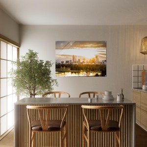 Downtown Denver Skyline at Sunset Acrylic Wall Art, Urban Wall Art