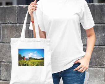 Sunflower Field Canvas Shopping Bag - Eco-Friendly Tote Bag for Nature Lovers