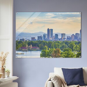 Denver Skyline in Summer Acrylic Wall Art, Urban Wall Art