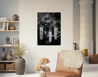 Black and White Sedona Crystals Acrylic Wall Art, Unique Wall Art
