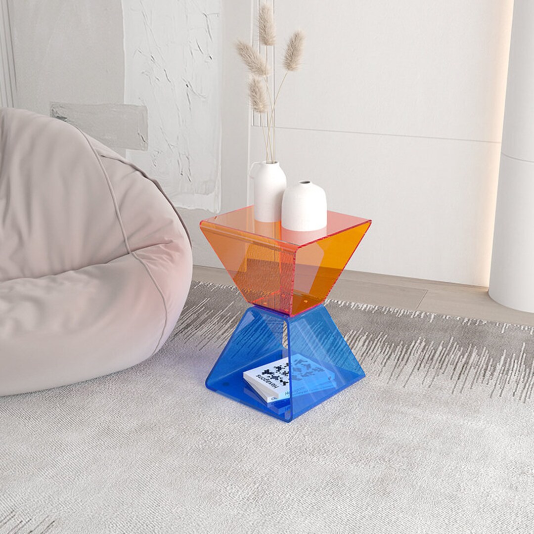 Dual Color Acrylic Nightstands Side Table Bookshelf Magazine Etsy