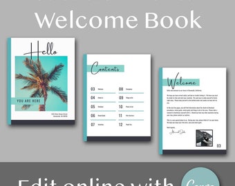 Airbnb/VRBO Welcome Book for Vacation Rentals - Superhost Guide with Rules/Checklist/5 Star Reviews/Edit with Canva Template/Free to Design