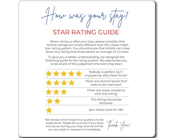 AirBnb/VRBO Rating Explanation Magnet in 3-sizes, Airbnb 5-Star Rating Sign, Airbnb Signage, Super Host, Welcome Book, House Rules Checklist