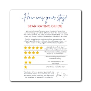 5 Star Magnet for Airbnb SuperHosts in 3-sizes, Airbnb 5-Star Rating Sign, Airbnb Signage, Super Host, Welcome Book, House Rules Checklist