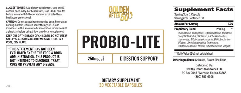 Golden After 50's Probio-Lite is a digestion support formula. 6 Month Supply. image 2