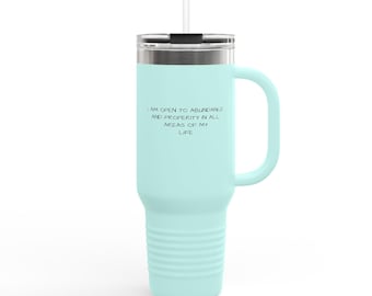 Taza de viaje con afirmación positiva: acero inoxidable con aislamiento de 40 oz