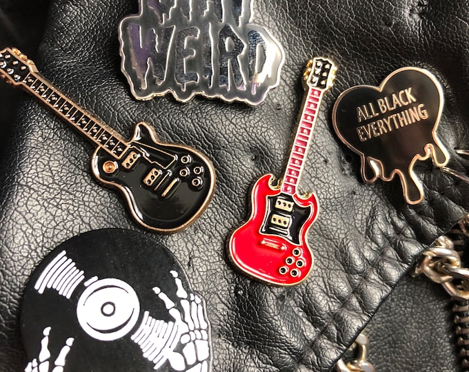 Metal pin badges. Guitar pins music gift