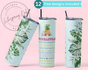 Pineapple 20 oz Skinny Straight Tumbler Sublimation Design Digital Download PNG Instant DIGITAL ONLY,  Live Like a Pineapple Tumbler