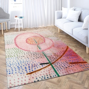 Office Rug, Colorful Rug, Step Rug, Personalized Gifts, Paul Klee Blossoming Rugs, Abstract Flower Rug, Reproduction Rugs, Bedroom Rug,