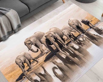 Big African Elephants Rug, Man Cave Rug, Farmhouse Rugs, Animal Rugs, Home Decor Rug, Wedding Rug, Salon Decor Rug, Personalized Rug,