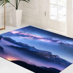 Small Rug, Area Rug, 3D Printed Rug, Gift For Him, Above The Clouds Rugs, Milky Way Rug, Landscape Rug, Personalized Rug, Pattern Rug,
