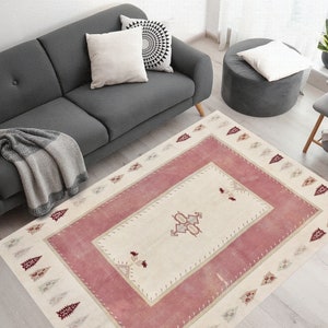 Pink Rugs, Beige Rug, Minimal Rugs, Boho Rugs, Turkish Rug, Gift Rug, Flat Rug, Nursery Rug, Thick Rug, Easy To Clean Rug, Kitchen Rug,