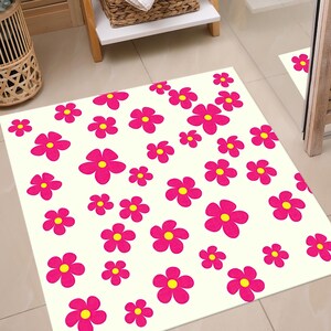 Pink Flowers Rug, Girl Room Rugs, Children Room Rugs, Floral Rugs, Non Slip Rug, Pink Rug, Nursery Rug, Wedding Rug, Office Rug, Home Decor,