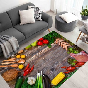 Kitchen Rug, Food Rug, Colorful Rug, Modern Rug, Bath Rug, Cool Rug, Easy To Clean Rug, Corridor Rug, Housewarming Gift, Wedding Rug,