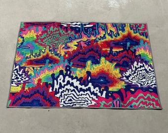 Decorative Rug, Accent Rug, Runner Rug, Gift For Him, Psychedelic Tapestry Rug, Trippy Tapestries Art Rug, Modern Rugs, Anti-Slip Carpet,