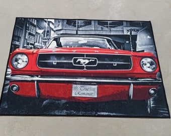Ford Mustang Shelby Rug, Mustang Rugs, Shelby Rugs, Garage Rugs, Pet Friendly Rug, Gift For Him, Chenille Rug, Saloon Rug, Boy Room Rug,