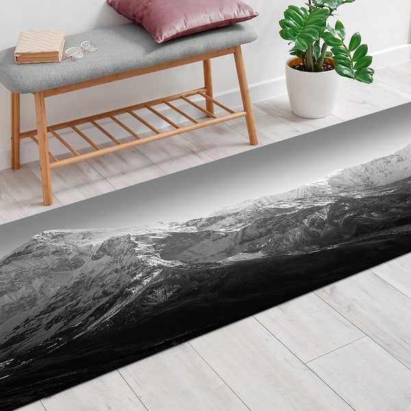 Thin Rug, Large Rug, Living Room Rug, Housewarming Gift, Everest Base Camp Rug, Nepal Rugs, Landscape Rug, Personalized Gifts, Black Rug,