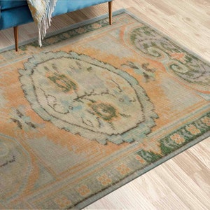 Green Rugs, Muted Rugs, Orange Rug, Moroccan Design Rug, Turkish Rug, Luxury Rug, Outdoor Rug, Large Rug, Classic Rug, Personalized Gifts,