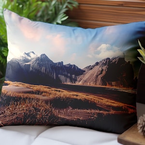 Vestrahorn Mountain Landscape Pillow, Iceland Pillow Cover, Landscape Pillow, Nature Landscape Cushion Cover, Soft Pillow, Gift For Her,