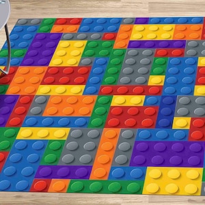 Colorful Building Blocks Rug, Game Room Rugs, Building Blocks Rugs, Kids Room Rugs, Nursery Rug, Play Room Rug, Entry Rug, Children Rug,