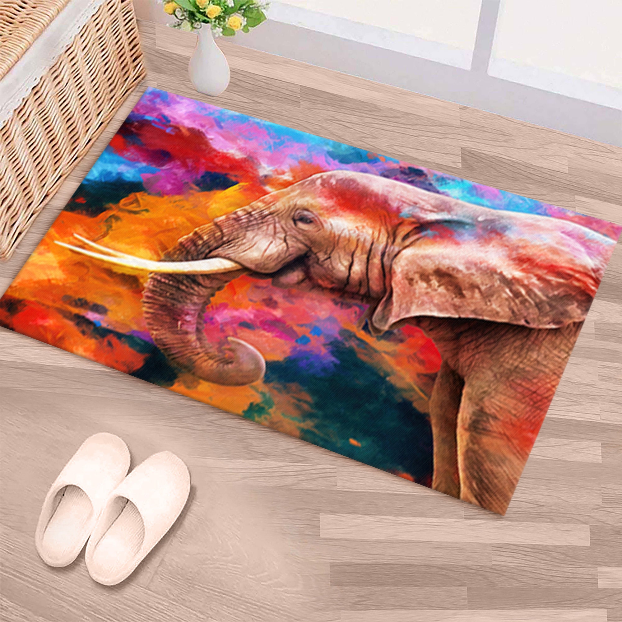 Outdoor Rug, 3D Printed Rug, Customs Rug, Gift Rug, Elephant Painting ...