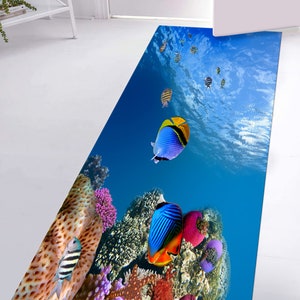 Office Rug, Popular Rug, Corridor Rug, Gift For The Home, Underwater Fish View Rug, Underwater Rugs, Animal Rug, Gift For Him, Blue Rug, image 5