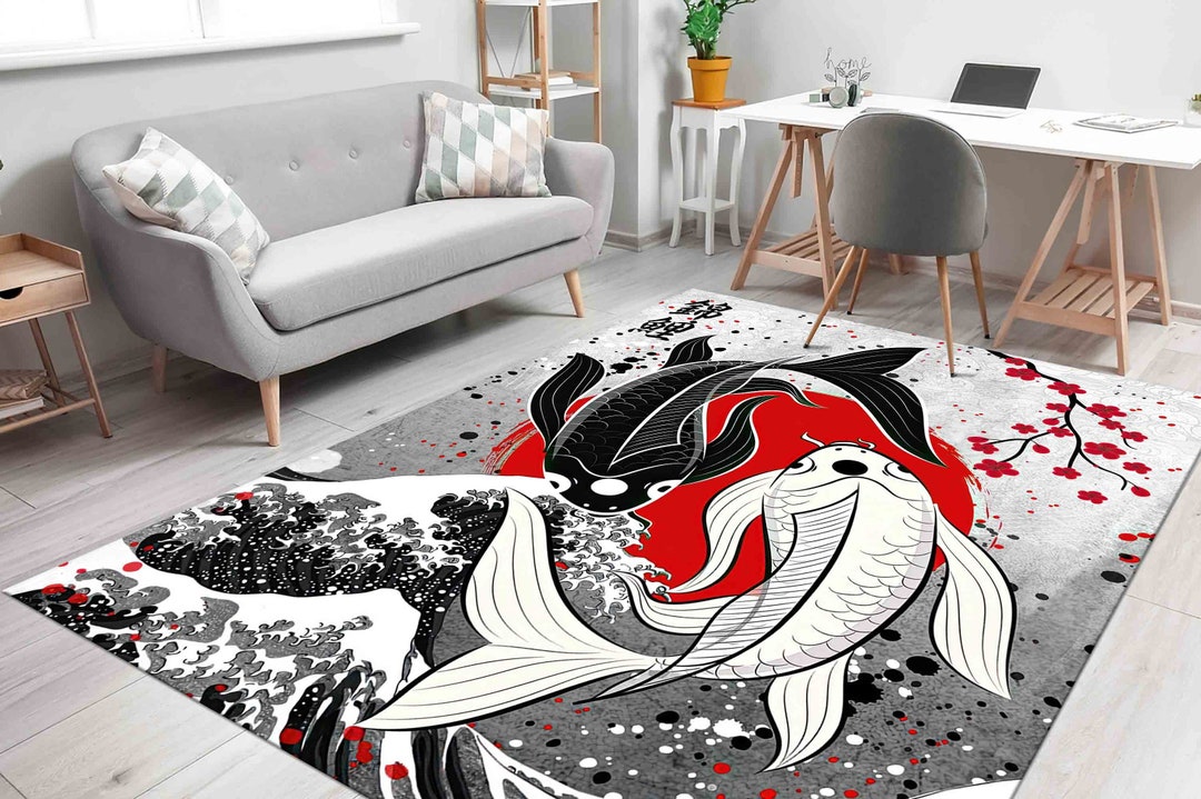 Japanese Fish Rug Anime Fish Rugs Japanese Rug Animal Rug Etsy