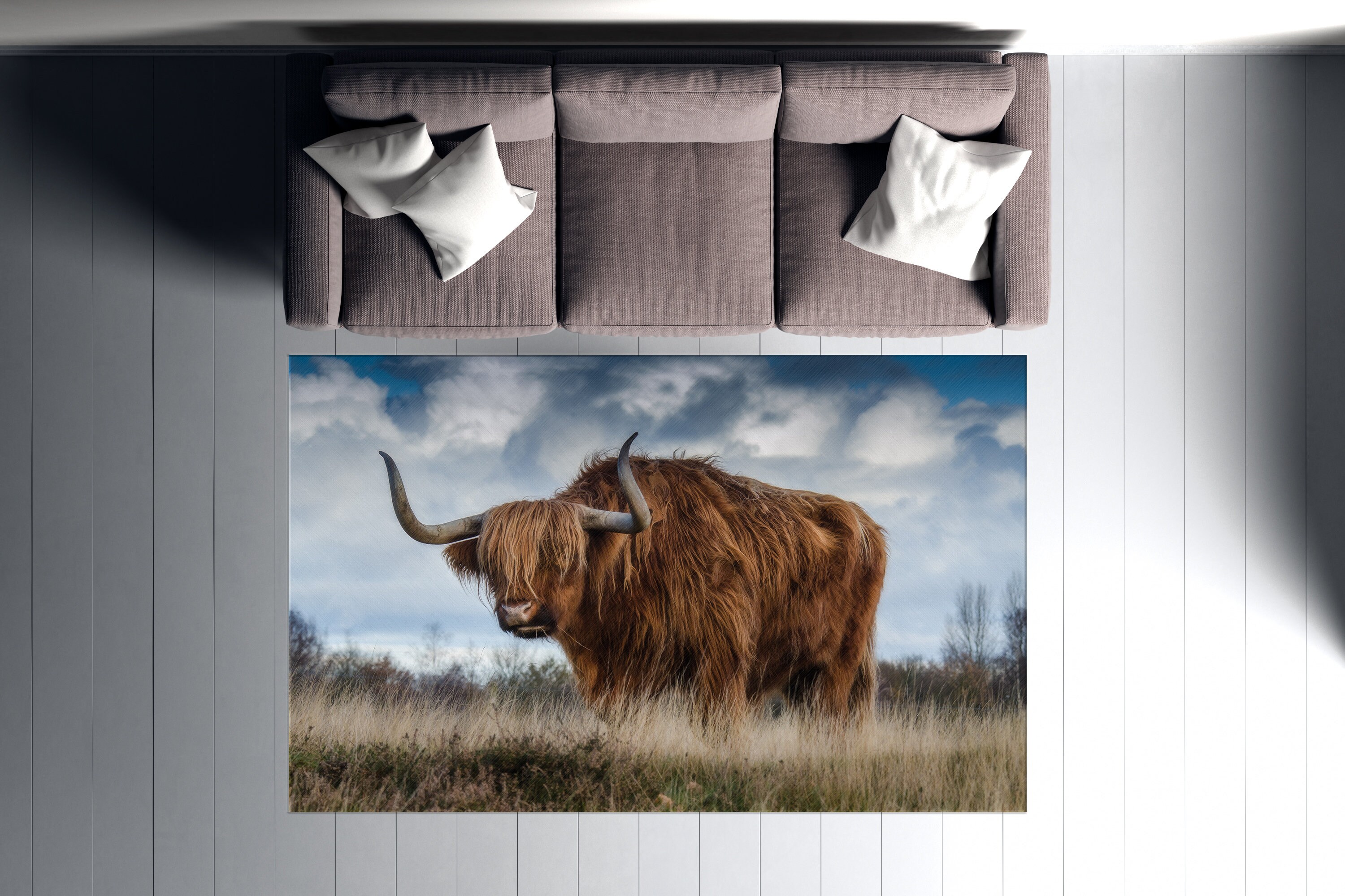 Front Door Rug, Round Rug, Living Room Rug, Gift for Her, Bull Rugs ...