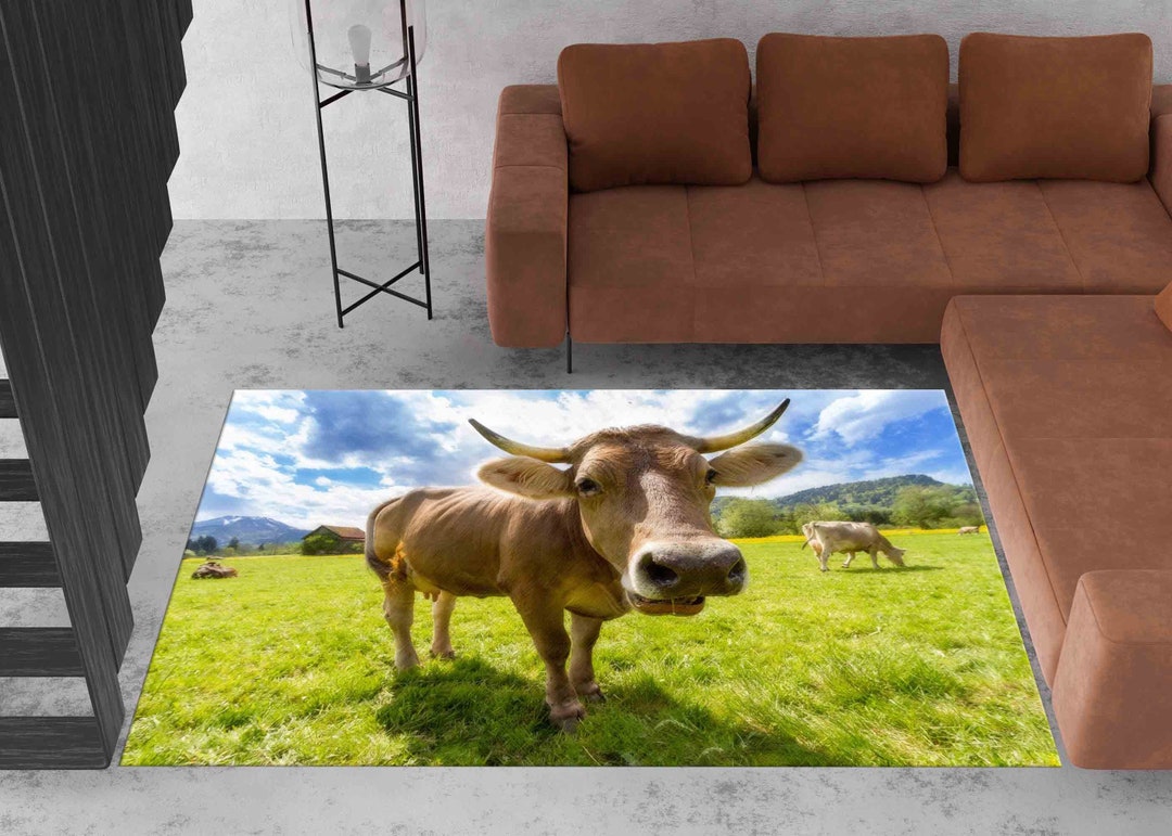 Cattle Head Rugs, Funny Animal Rug, Farm Rugs, Animal Rug, Gift Rug ...