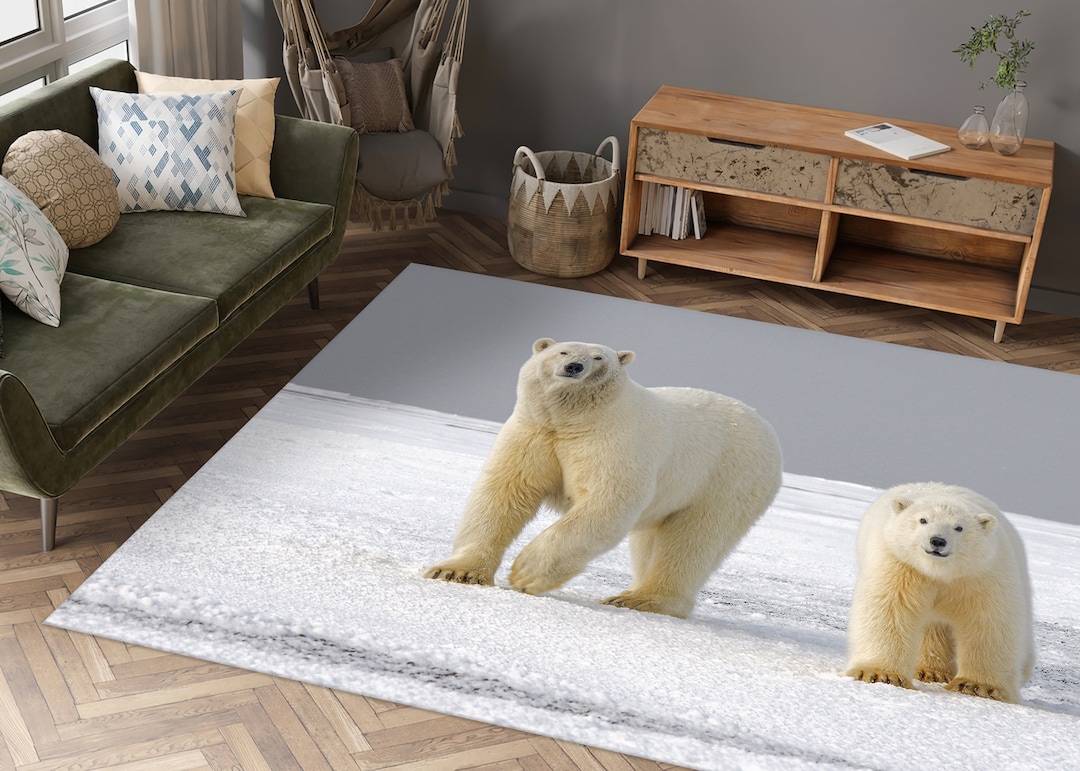 Three Bears Rug Colorful Rug, 3D Printeds Rug, Pet Friendly Rug, Housewarming Gift ...