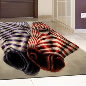 Family of Zebra Rugs, Modern Rugs, Zebra Rugs, Animal Rug, Saloon Rug, Non Slip Rug, Machine Washable Rug, Round Rug, Gift Rug, Thick Rug,