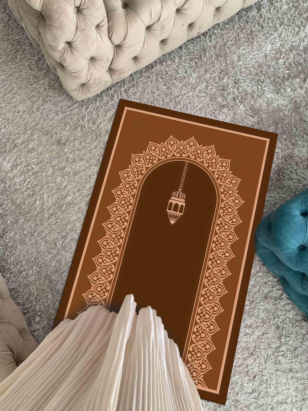 Prayer Rug Basic Brown Brown Prayer Rug, Flat Rugs, Spiritual Rug, Islamic Rug, Front Door Rug ...
