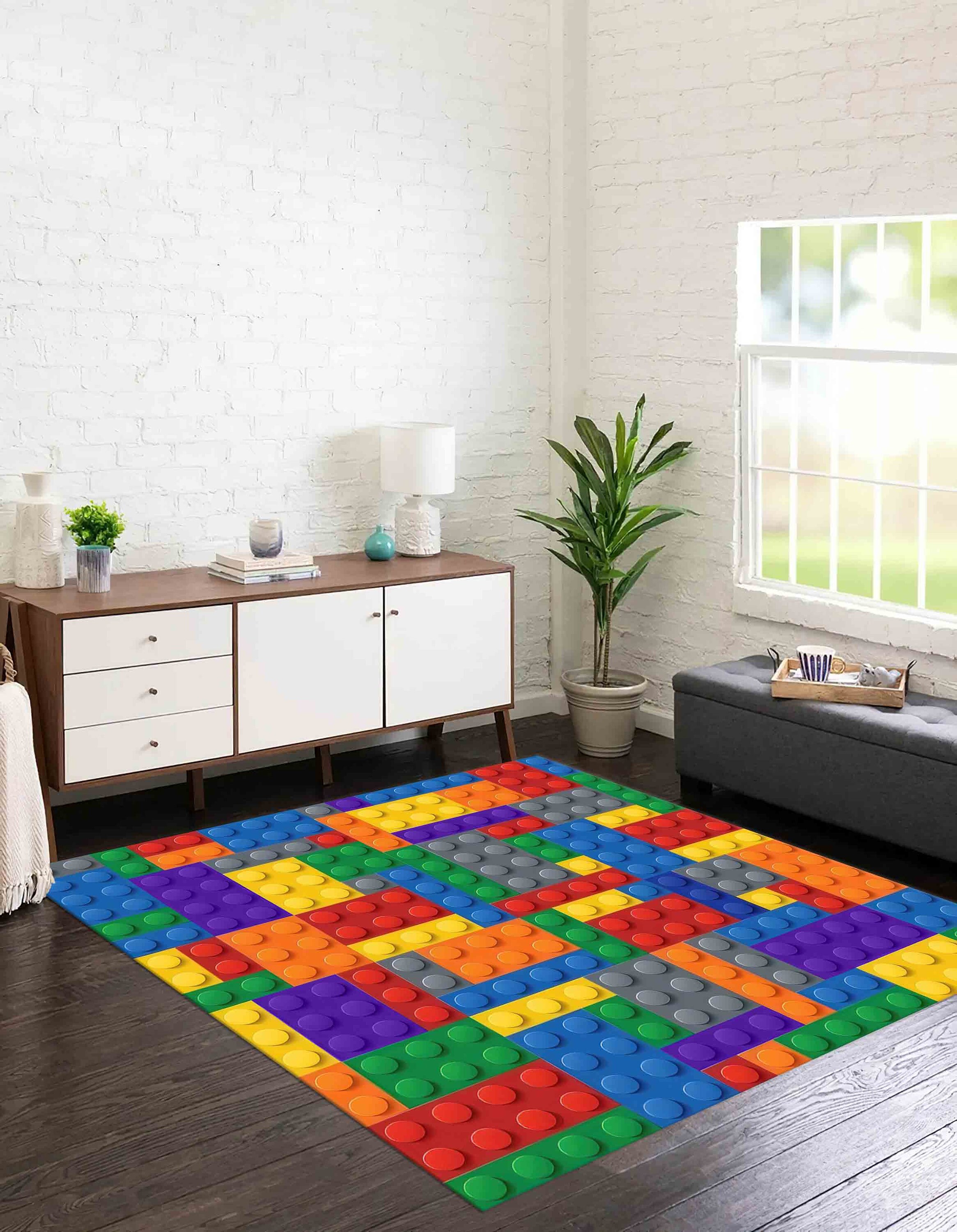 Building Play Room Rug Colorful Building Blocks Rug, Game Room Rugs, Building Blocks Rugs ...