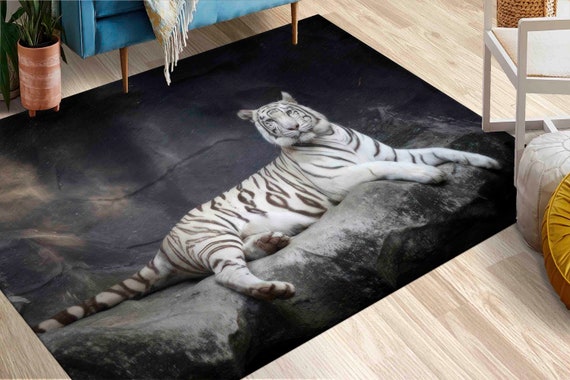 Tiger Rug, Big Cat Rugs, White Tiger Rugs, Animal Rug, Salon
