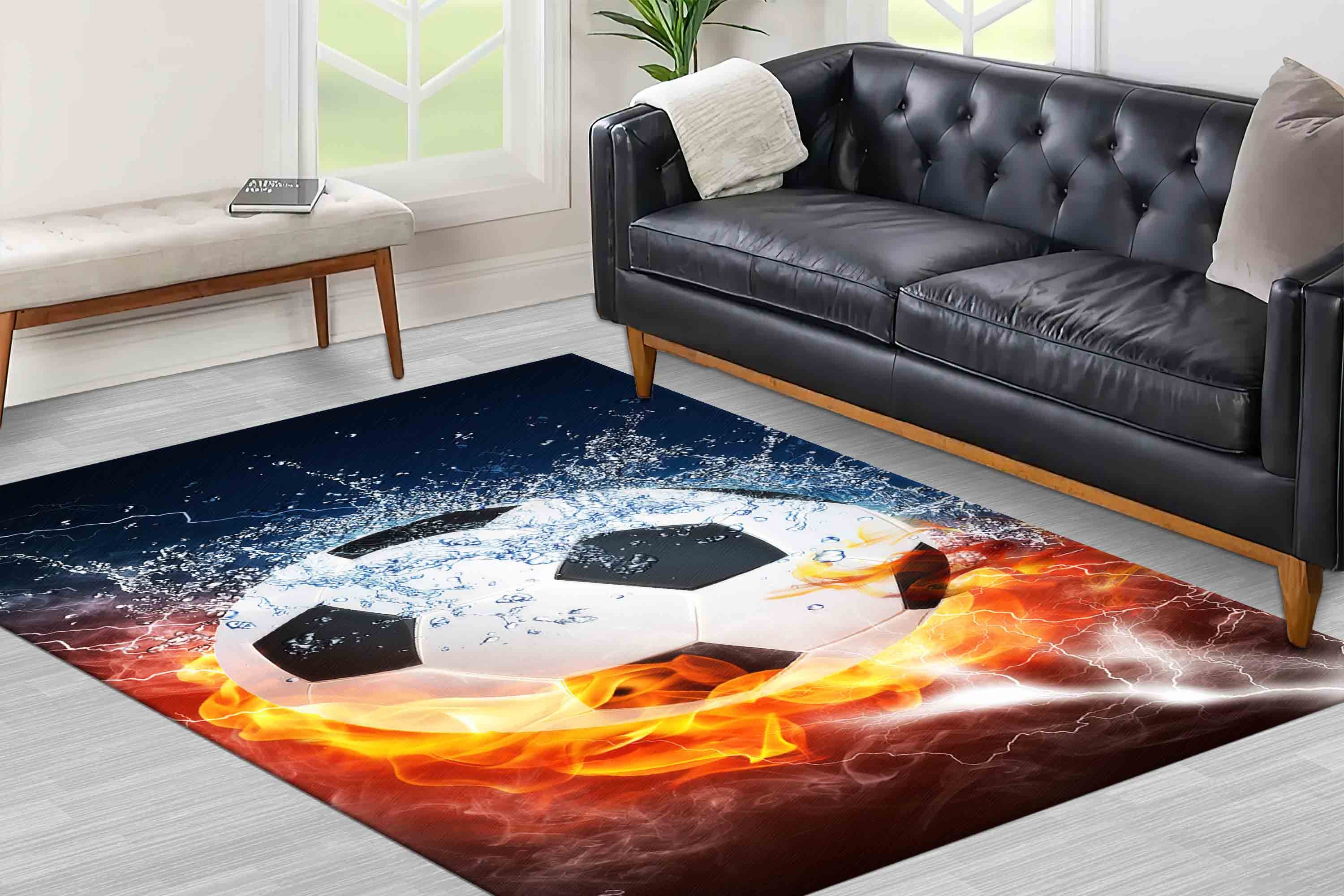 Discover Soccer Ball Rug, Sport Rug, Soft Rug, Pet Friendly Rug, Gift Rug,