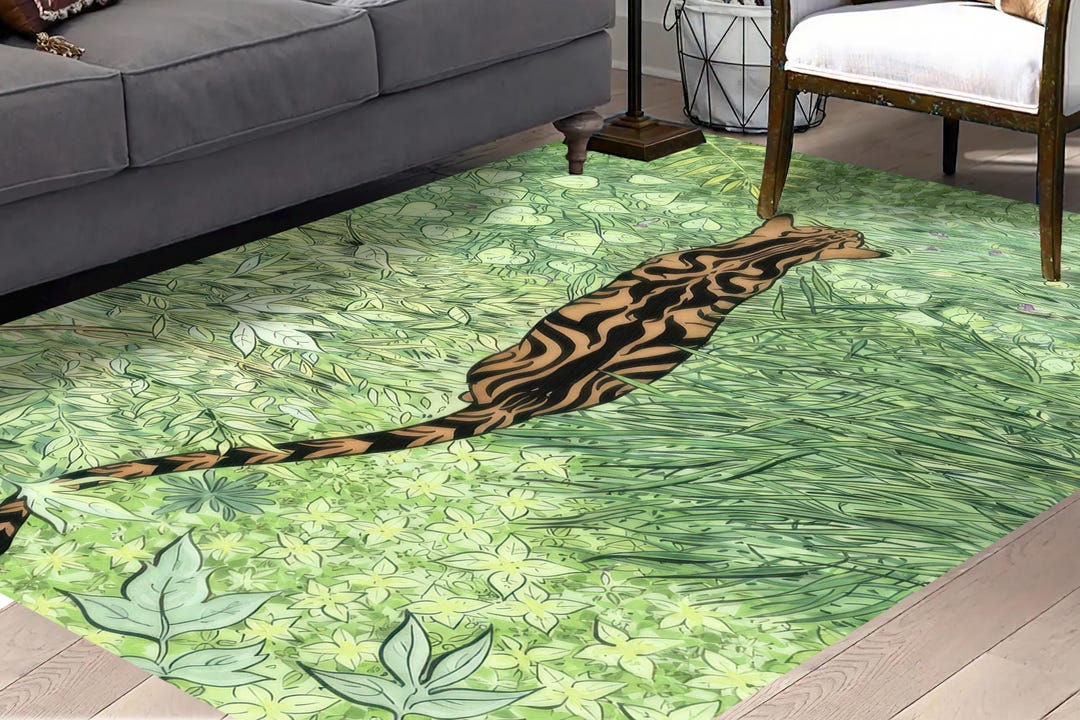 Tiger Rug, Safari Rug, Green Rug, Animal Rug, Saloon Rug, Area Rug ...