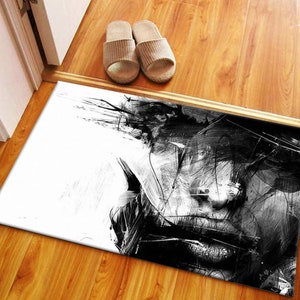 Customs Rug, Car Mat, Step Rug, Housewarming Gift, Woman Drawing Rug, Trendy Rugs, Modern Rug, Salon Decor Rug, 3D Printeds Rug,