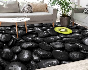 Stone Fruit Kiwi Rugs, Stone Pattern Rug, Kiwi Rug, Modern Rug, Entryway Rug, Corridor Rug, Gift For Him, Hallway Rug, Chenille Rug,