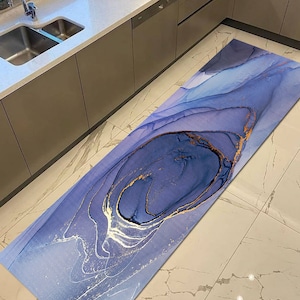 Machine Washable Rug, Salon Decor Rug, Chenille Rug, Housewarming Gift, Purple Rugs, Modern Marble Rug, Alcohol Ink Rugs, Luxury Rug,
